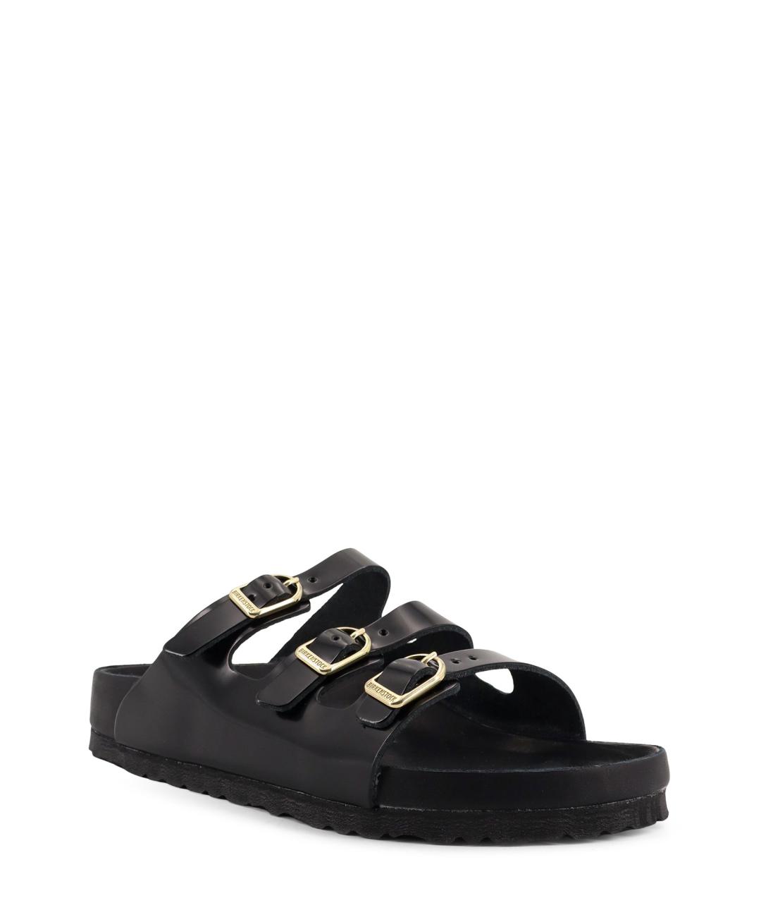 BIRKENSTOCK Черные кожаные шлепанцы, фото 2