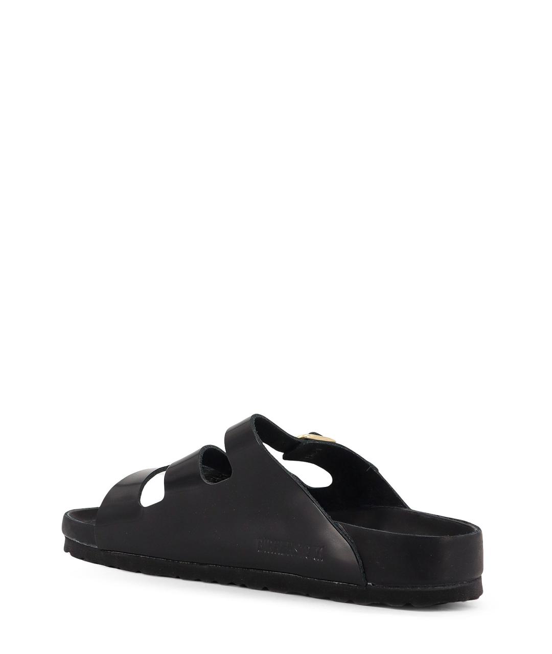 BIRKENSTOCK Черные кожаные шлепанцы, фото 3