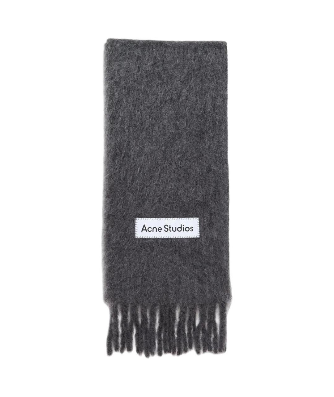 ACNE STUDIOS Серый шерстяной шарф, фото 1