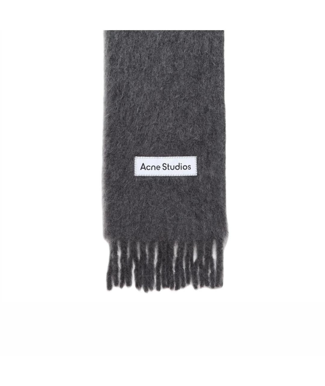 ACNE STUDIOS Серый шерстяной шарф, фото 2