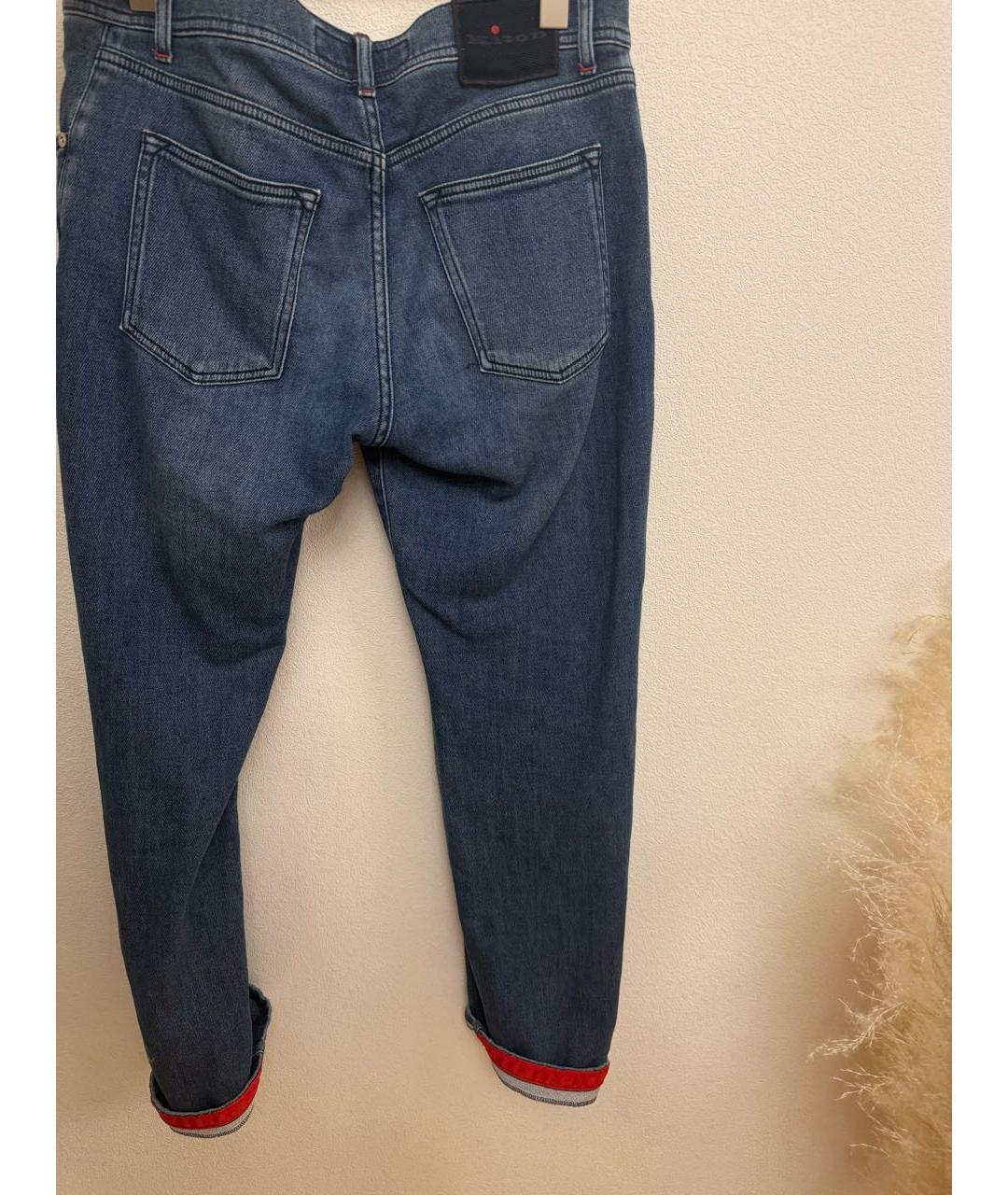 KITON Темно-синие хлопко-эластановые прямые джинсы, фото 2