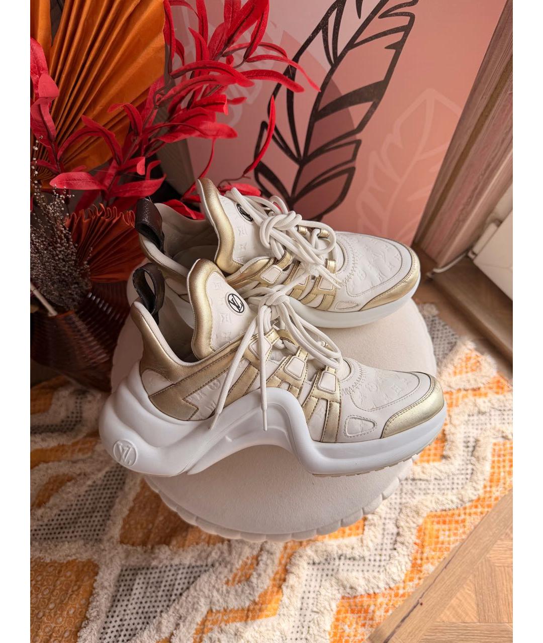 LOUIS VUITTON Белые кожаные кроссовки, фото 6