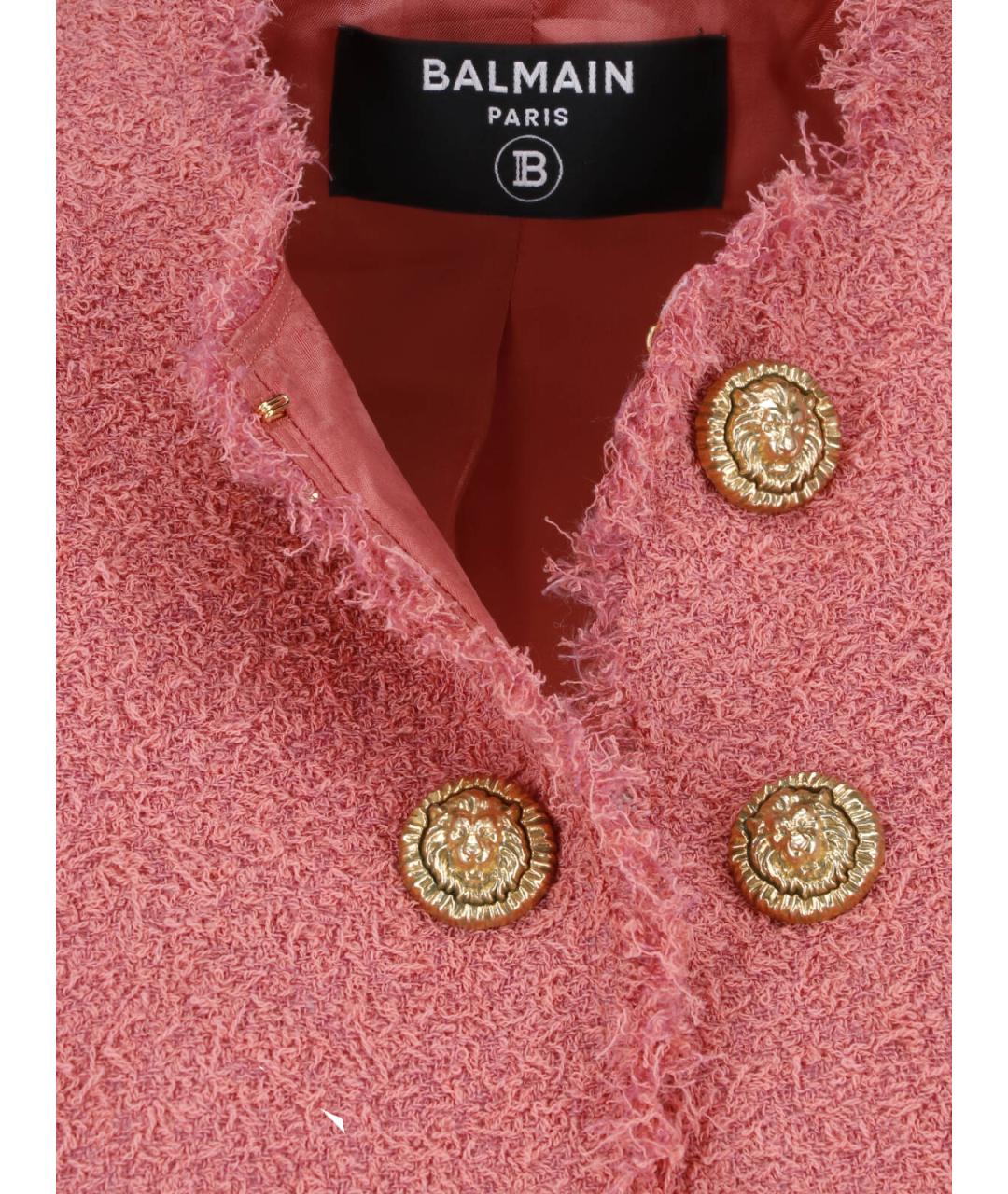 BALMAIN Розовый шерстяной жакет/пиджак, фото 3