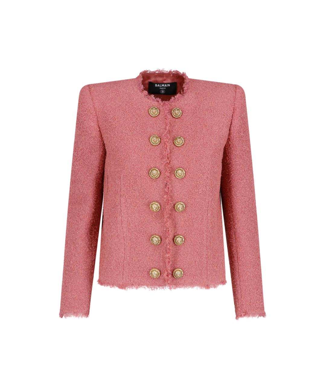 BALMAIN Розовый шерстяной жакет/пиджак, фото 1