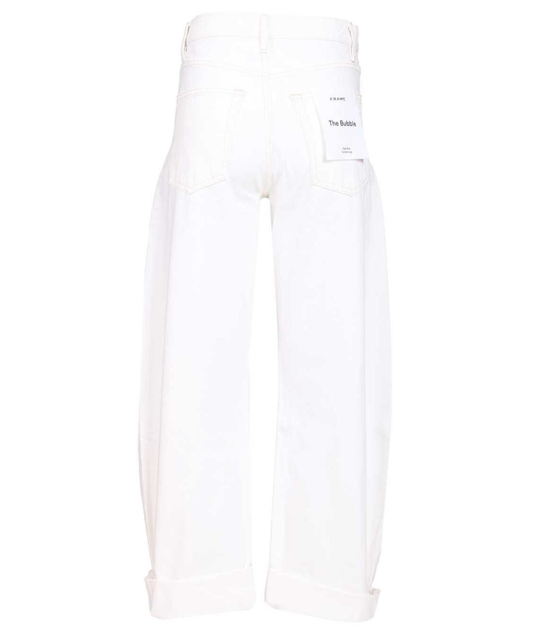 FRAME Белые хлопковые прямые джинсы, фото 2
