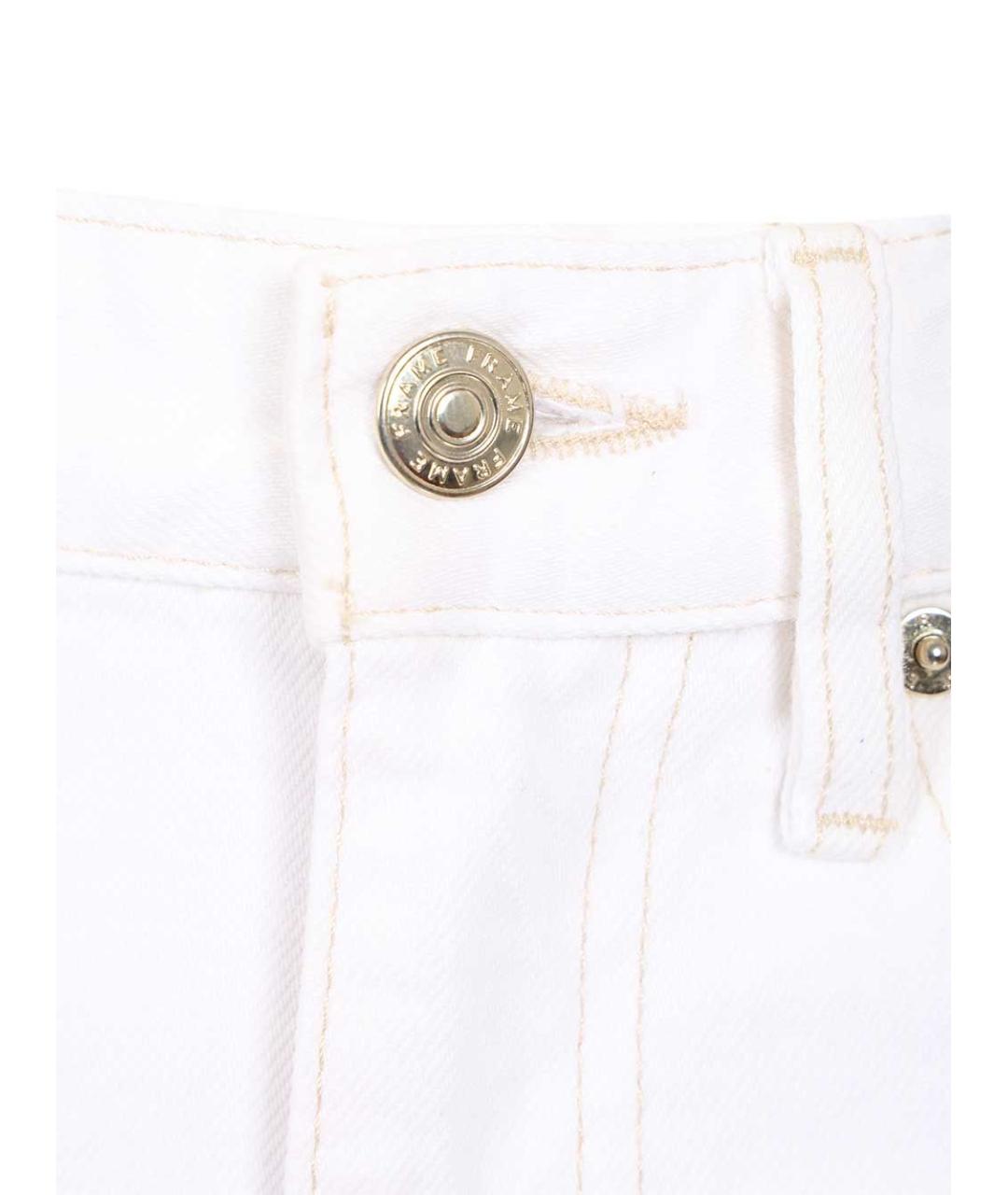 FRAME Белые хлопковые прямые джинсы, фото 4