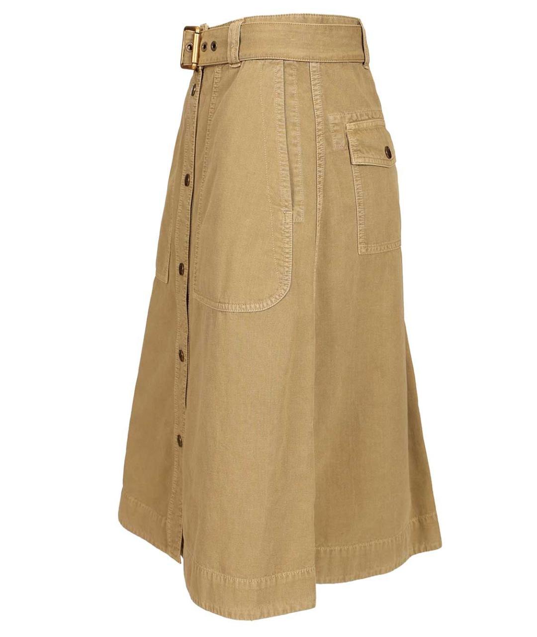 MONCLER Бежевая хлопковая юбка миди, фото 3