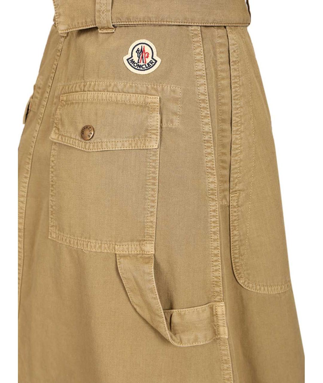 MONCLER Бежевая хлопковая юбка миди, фото 4