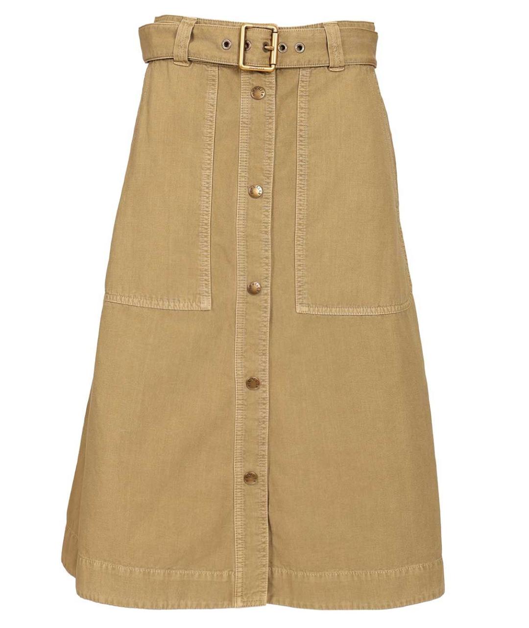 MONCLER Бежевая хлопковая юбка миди, фото 1