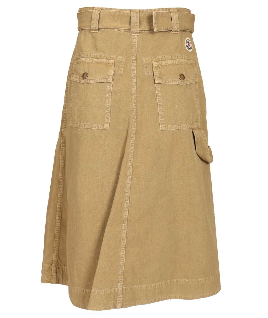 MONCLER Бежевая хлопковая юбка миди, фото 2
