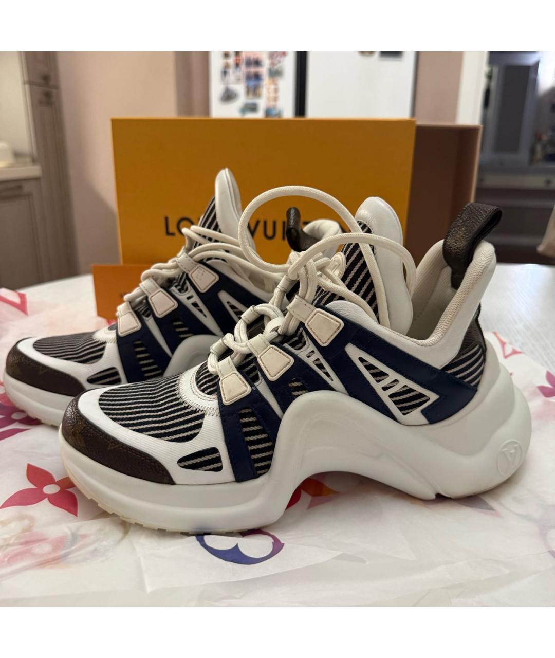 LOUIS VUITTON Синие кожаные кроссовки, фото 9