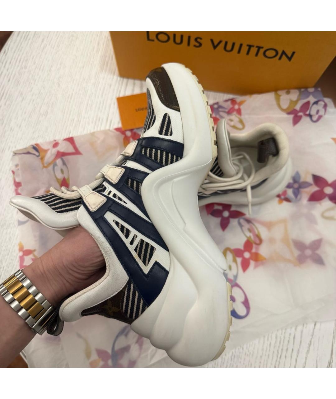 LOUIS VUITTON Синие кожаные кроссовки, фото 5