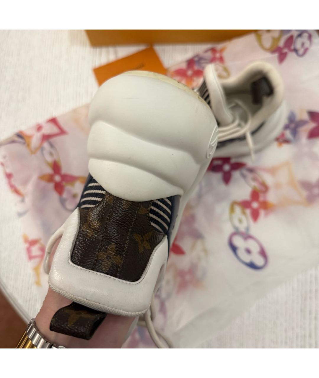 LOUIS VUITTON Синие кожаные кроссовки, фото 4