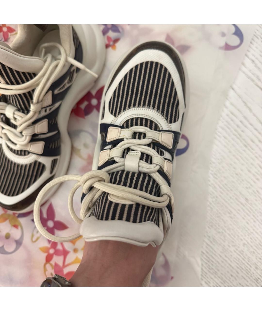 LOUIS VUITTON Синие кожаные кроссовки, фото 2