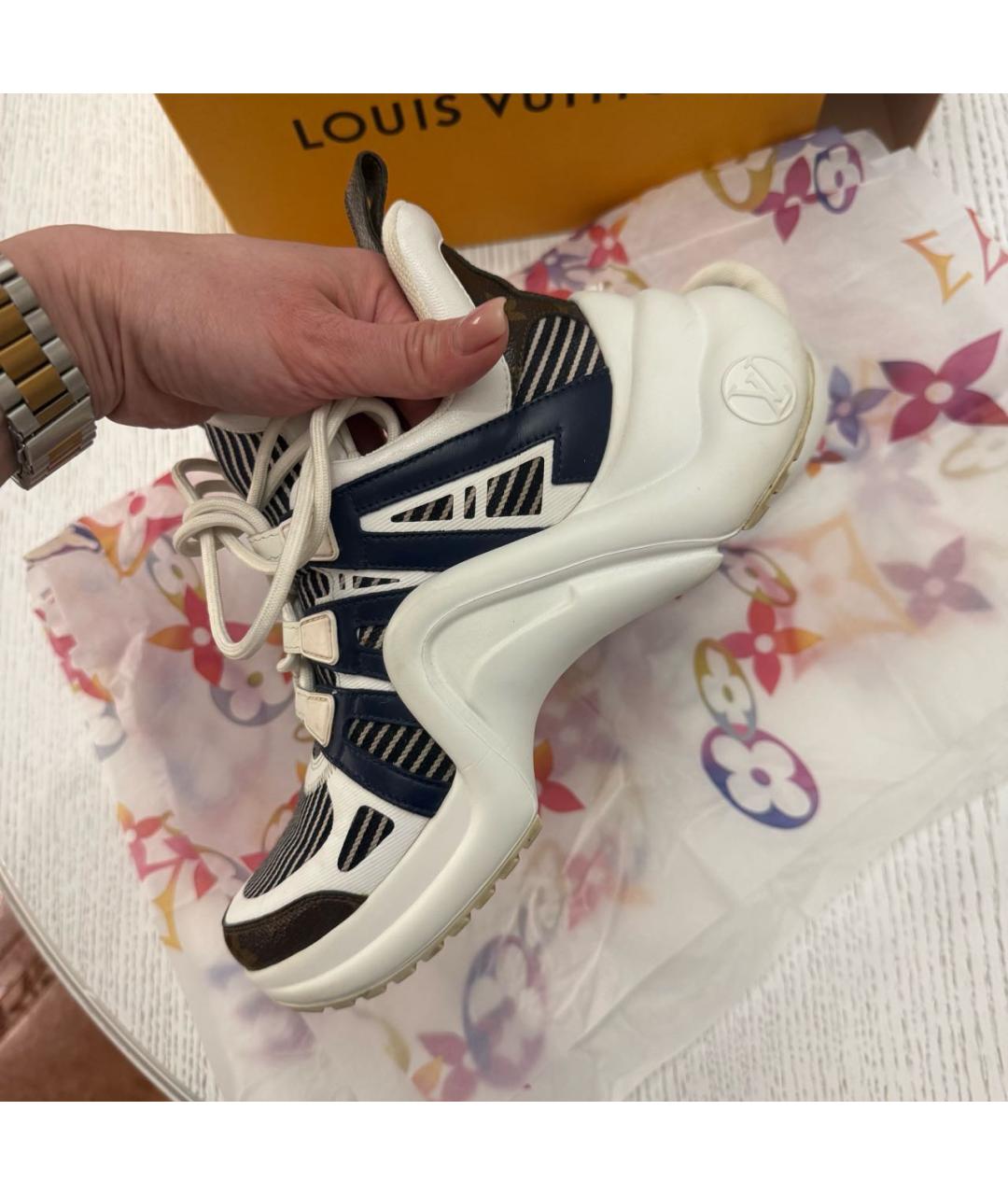 LOUIS VUITTON Синие кожаные кроссовки, фото 3