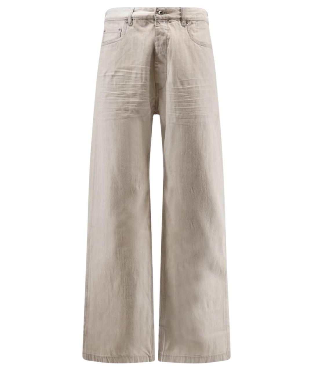 RICK OWENS DRKSHDW Бежевые хлопковые прямые джинсы, фото 1