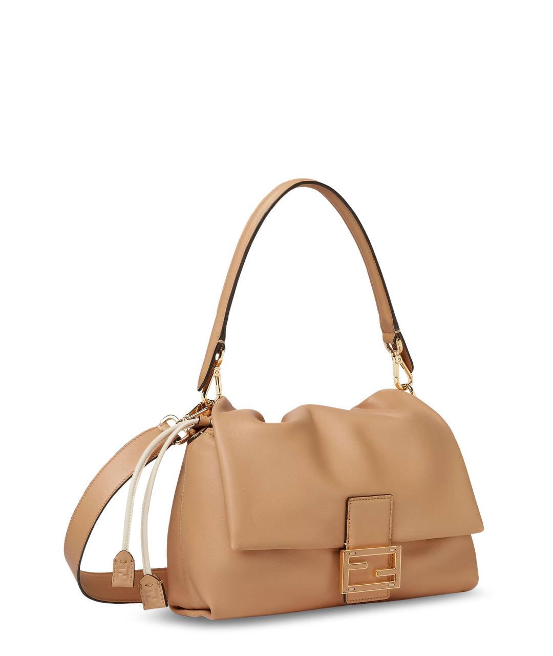FENDI Бежевая кожаная сумка через плечо, фото 3