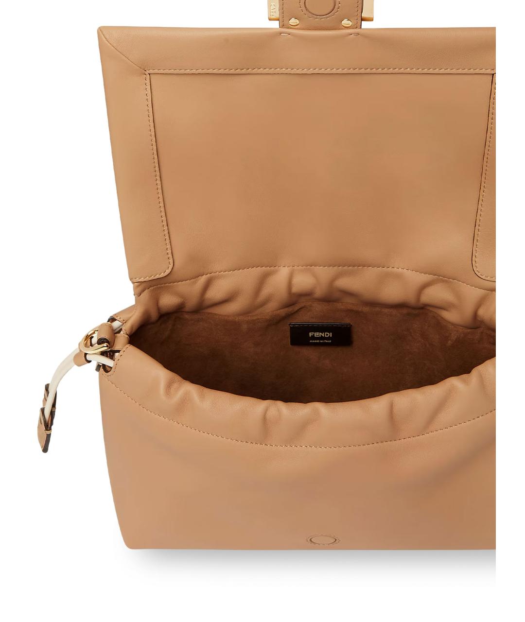 FENDI Бежевая кожаная сумка через плечо, фото 4