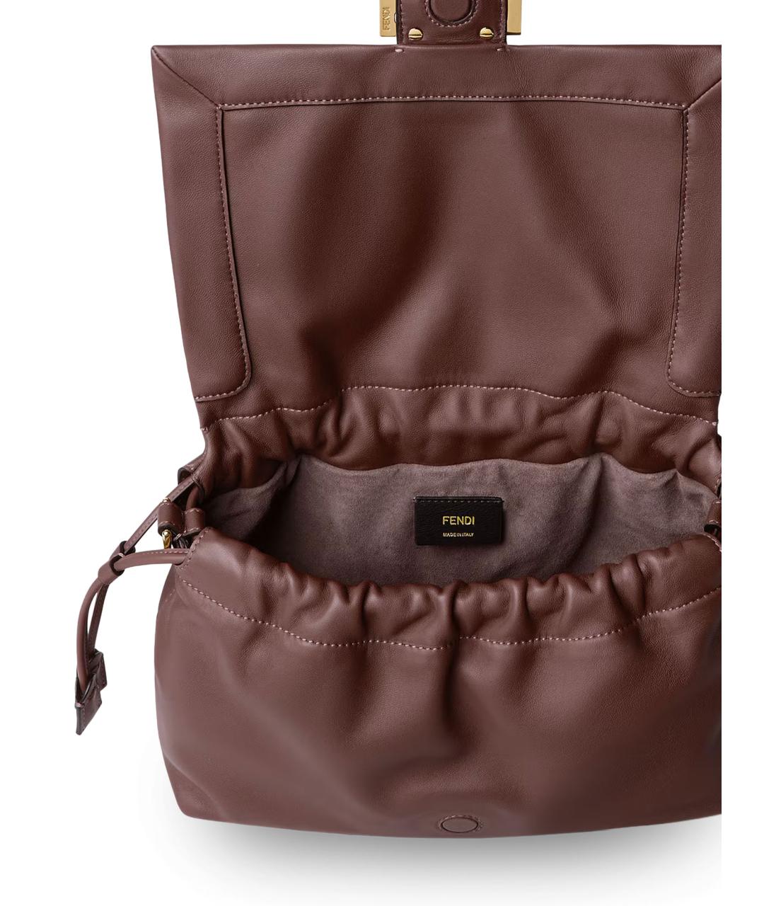 FENDI Коричневая кожаная сумка через плечо, фото 4