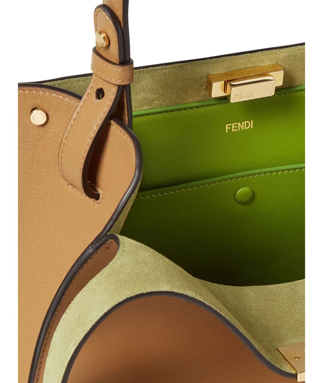 FENDI Бежевая кожаная сумка тоут, фото 4