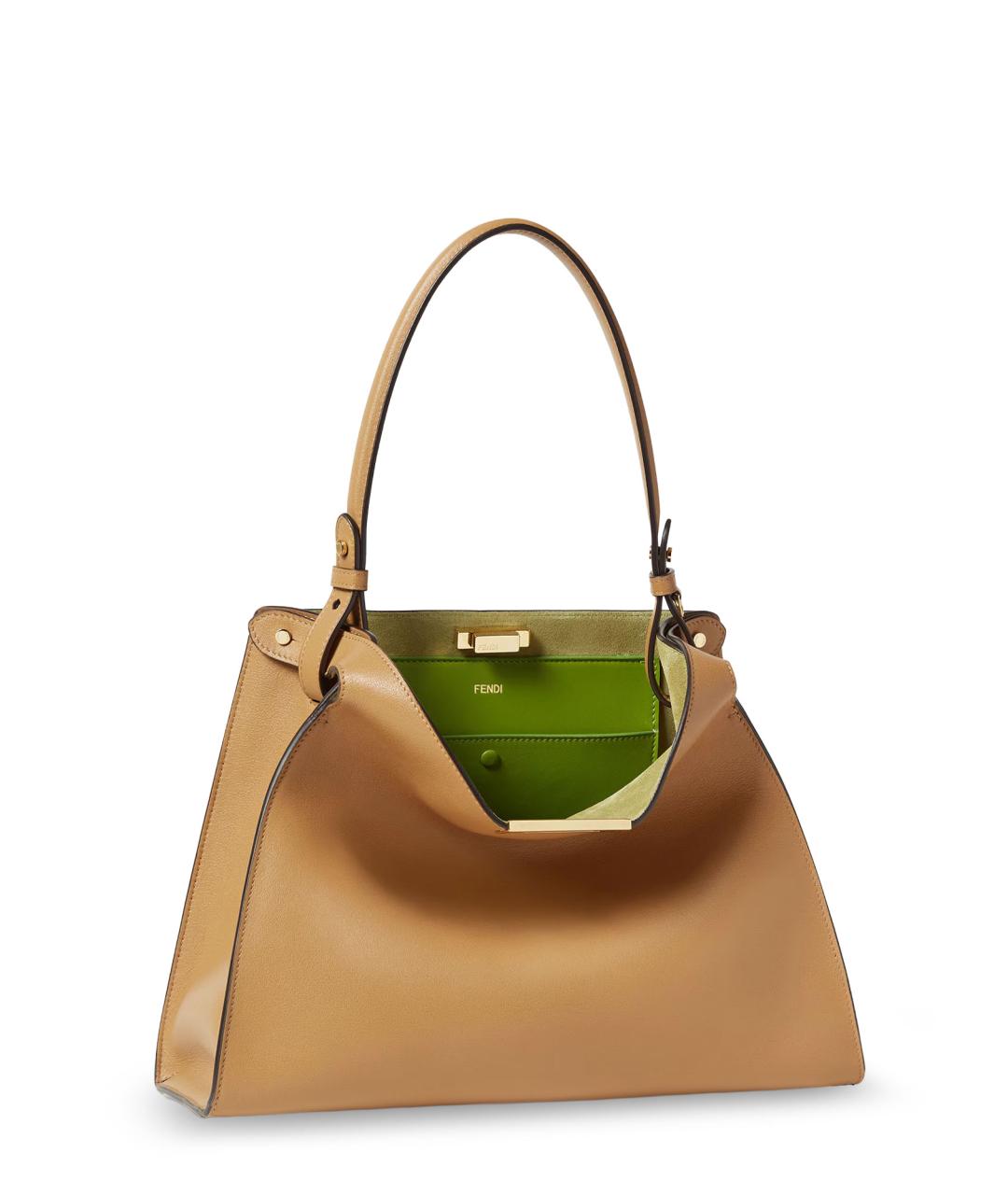 FENDI Бежевая кожаная сумка тоут, фото 3