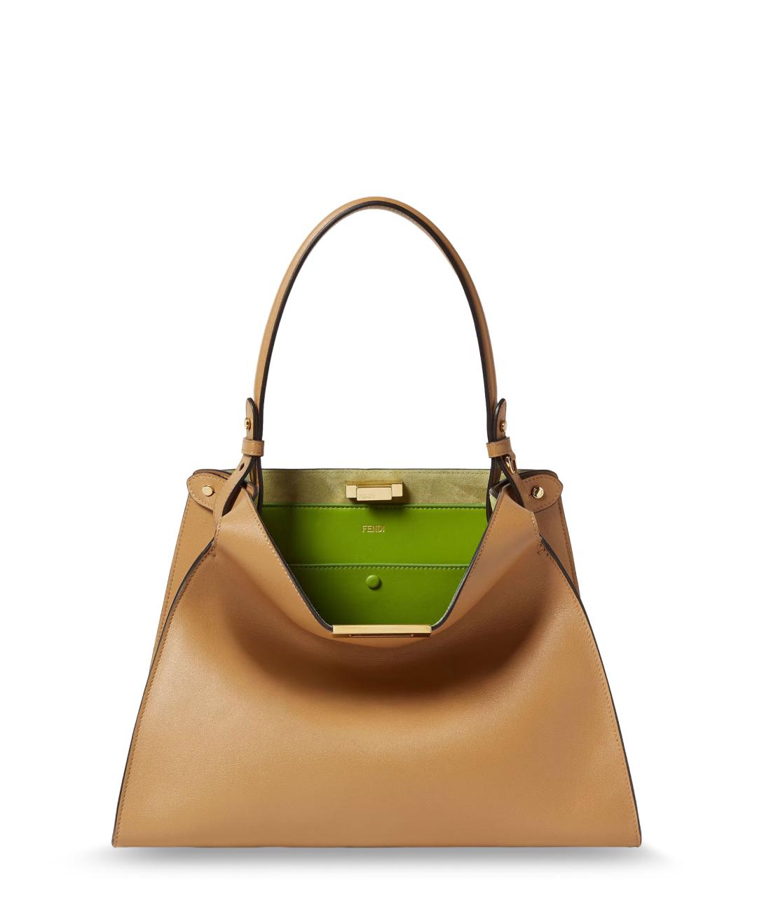 FENDI Бежевая кожаная сумка тоут, фото 1