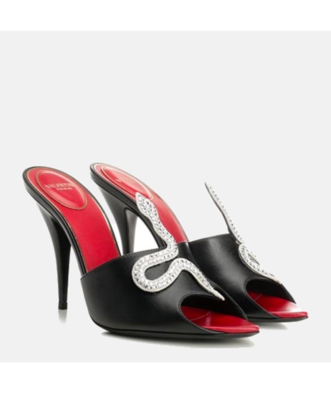 VALENTINO Черные кожаные босоножки, фото 2