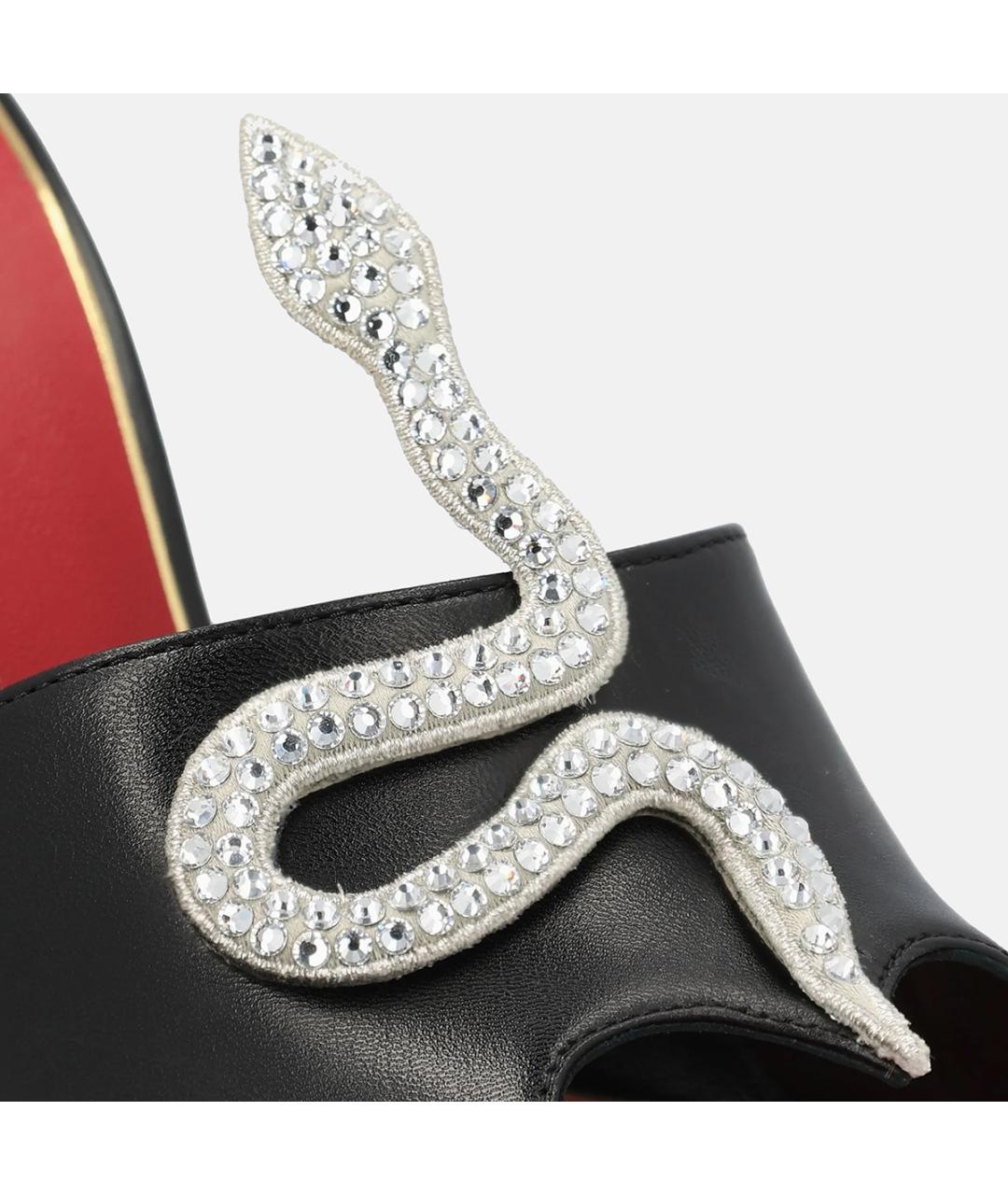 VALENTINO Черные кожаные босоножки, фото 4