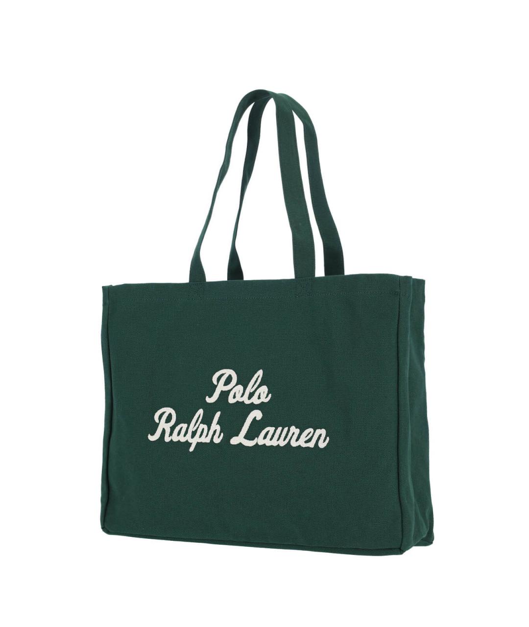 POLO RALPH LAUREN Зеленая хлопковая сумка тоут, фото 2