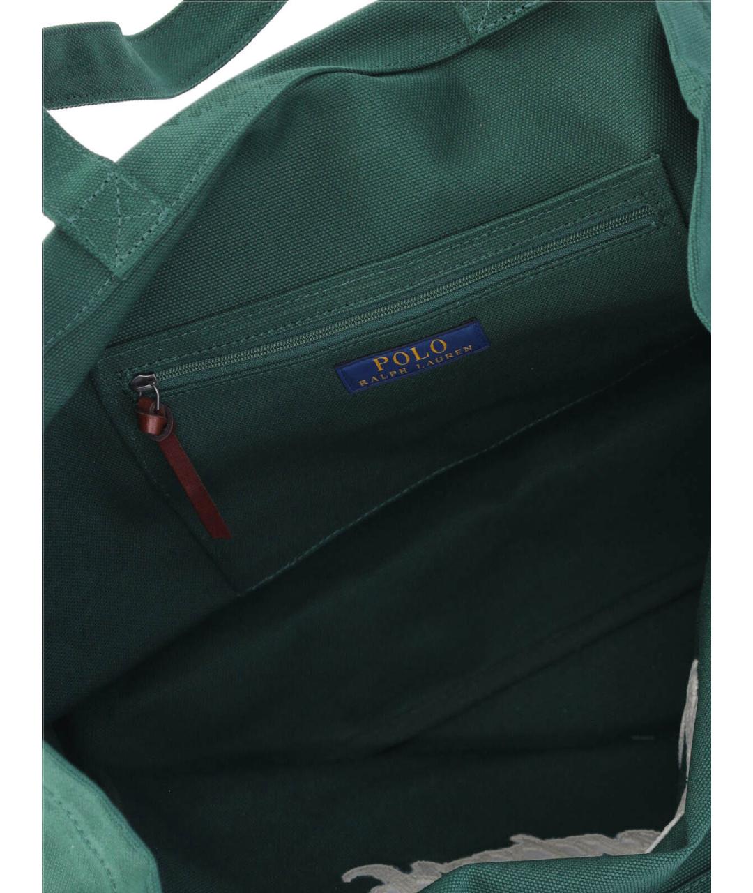 POLO RALPH LAUREN Зеленая хлопковая сумка тоут, фото 4