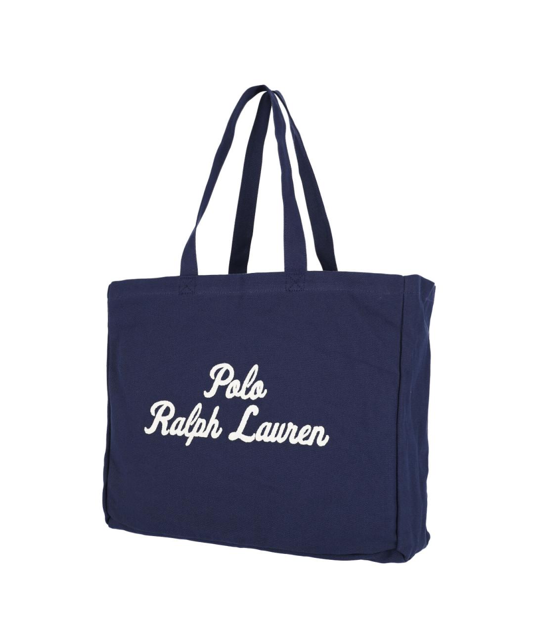 POLO RALPH LAUREN Синяя хлопковая сумка тоут, фото 2