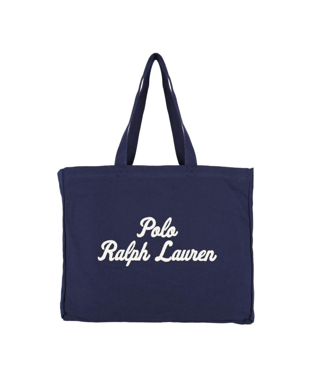 POLO RALPH LAUREN Синяя хлопковая сумка тоут, фото 1