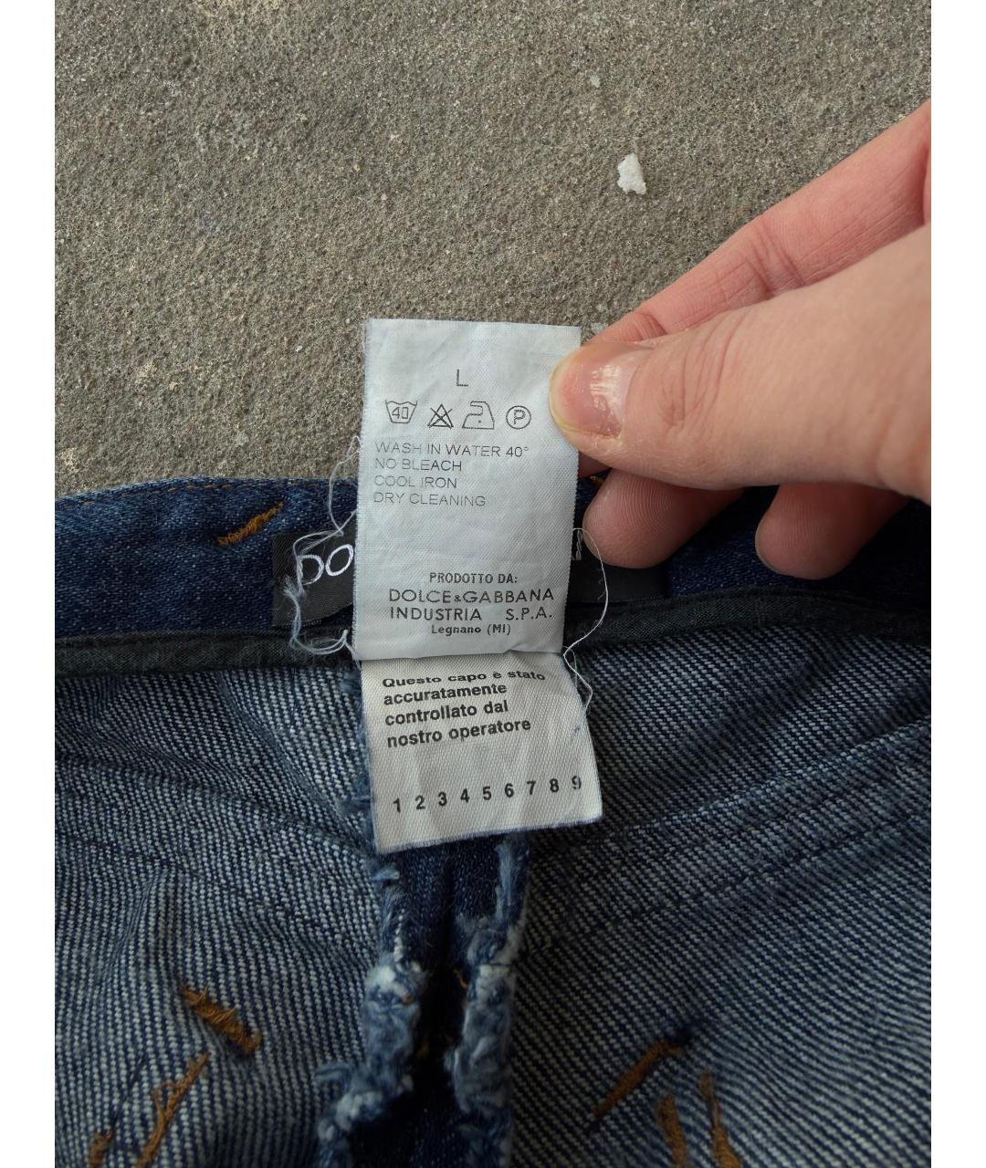 DOLCE&GABBANA Темно-синие хлопковые джинсы клеш, фото 5