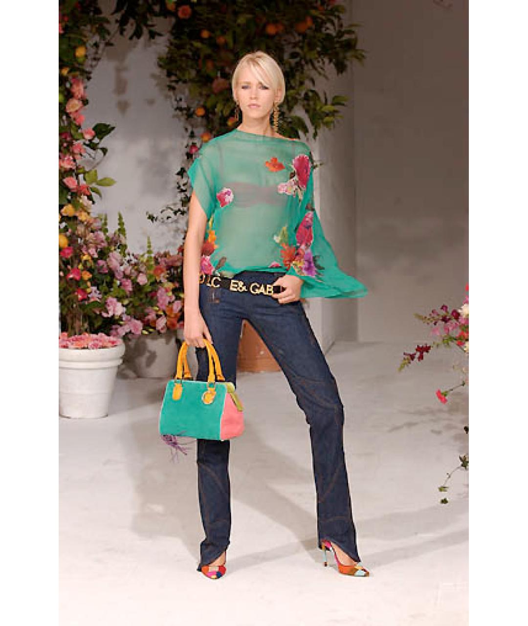 DOLCE&GABBANA Темно-синие хлопковые джинсы клеш, фото 8