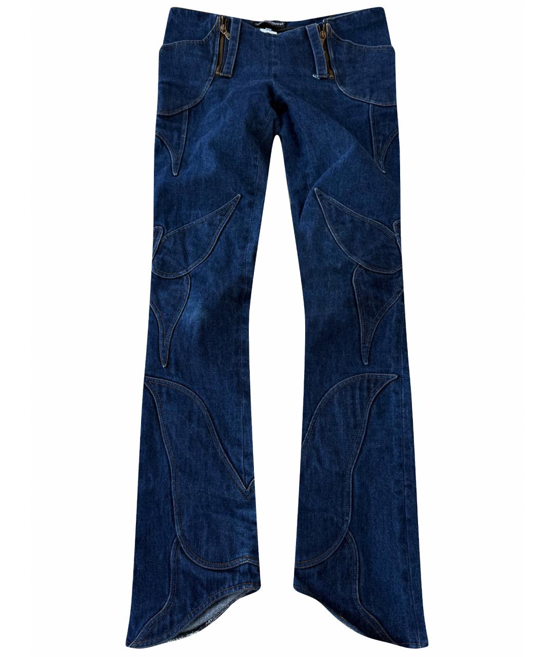 DOLCE&GABBANA Темно-синие хлопковые джинсы клеш, фото 1