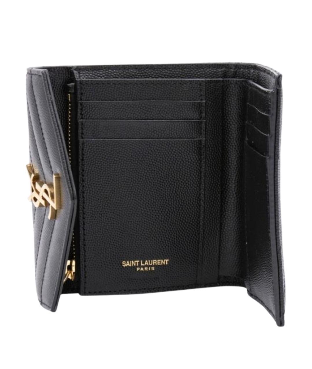 SAINT LAURENT Черный кожаный кошелек, фото 2