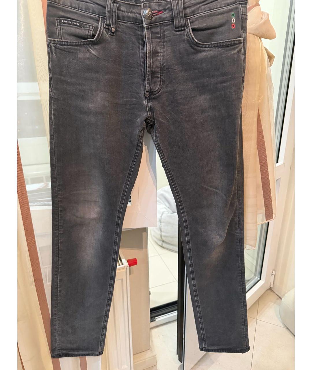 PHILIPP PLEIN Серые хлопко-эластановые джинсы скинни, фото 6