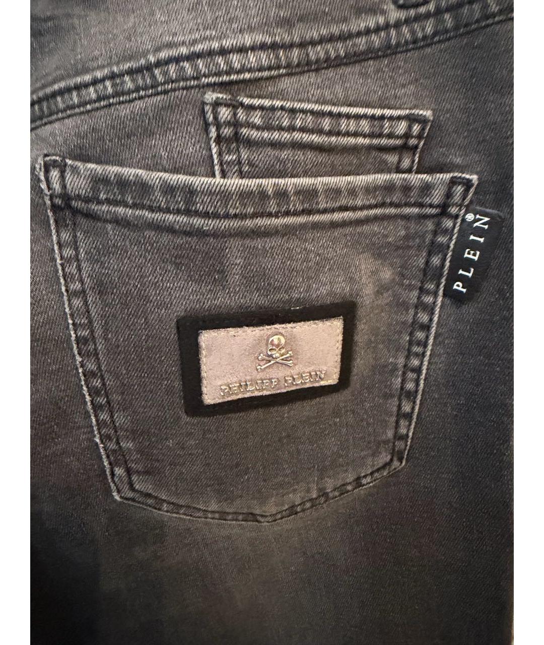 PHILIPP PLEIN Серые хлопко-эластановые джинсы скинни, фото 5
