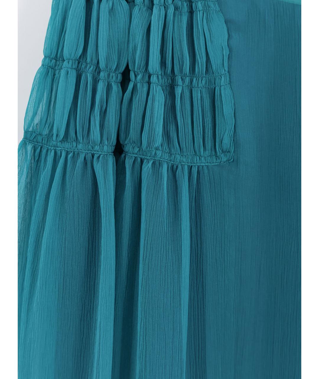 DRIES VAN NOTEN Синяя шелковая юбка миди, фото 3