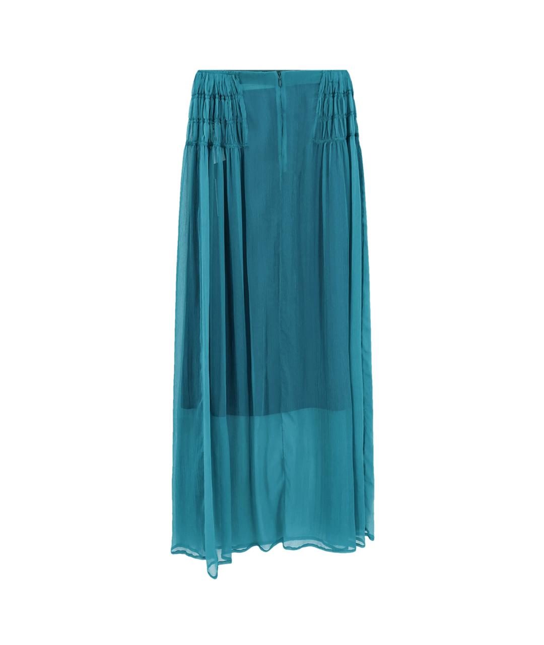 DRIES VAN NOTEN Синяя шелковая юбка миди, фото 2
