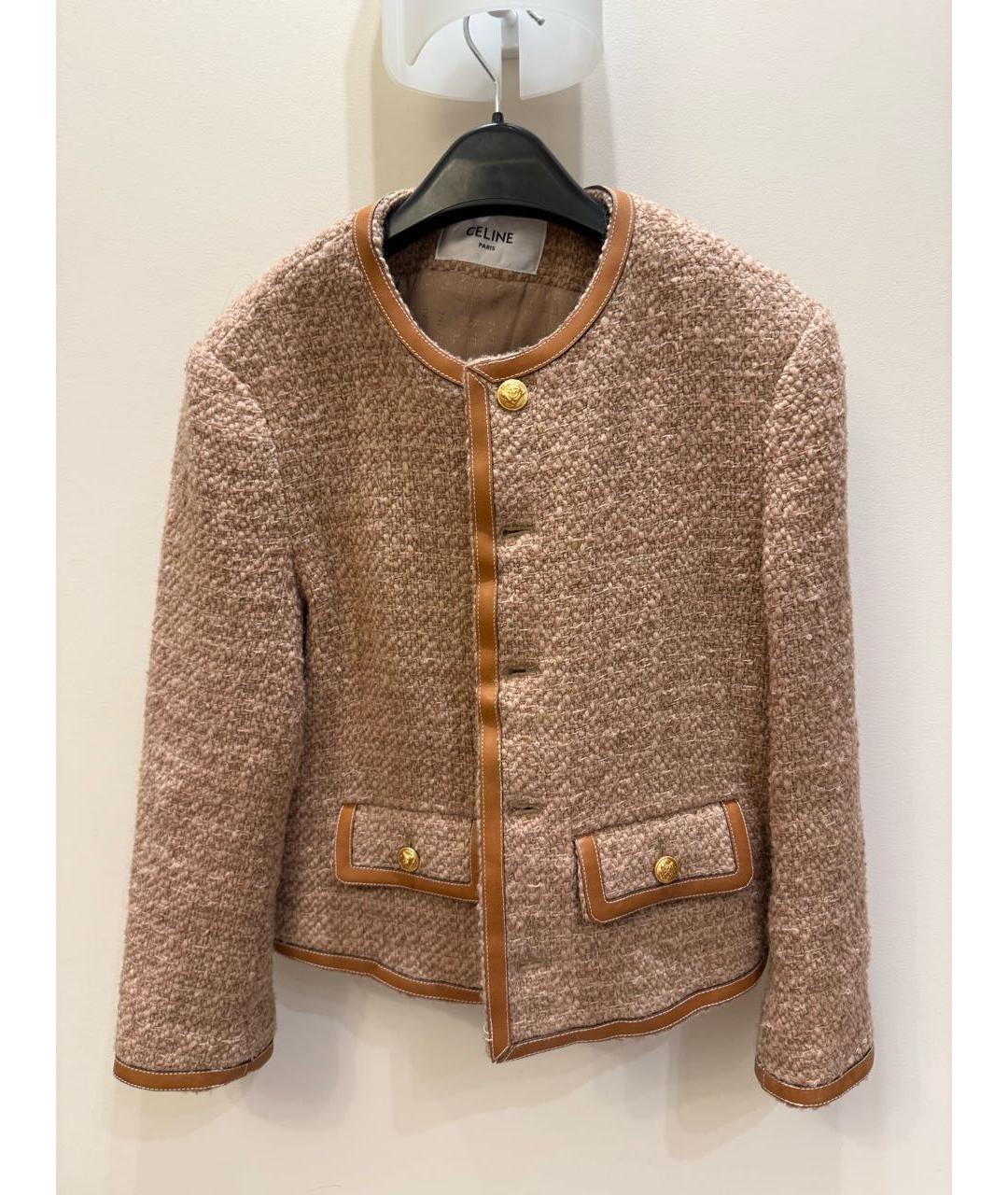 CELINE Золотой шерстяной жакет/пиджак, фото 4