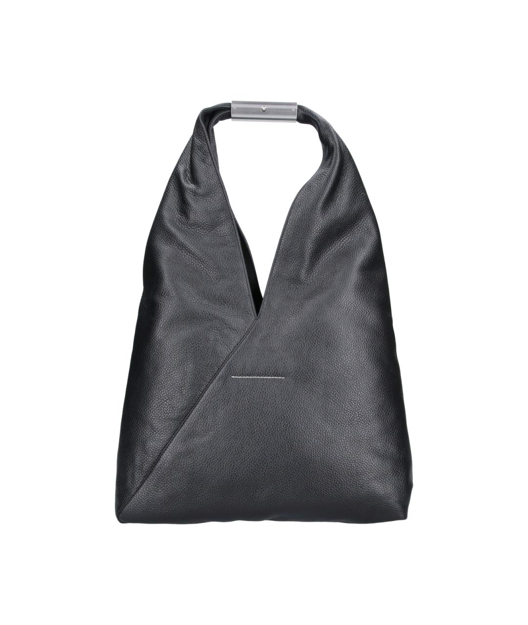 MM6 MAISON MARGIELA Черная кожаная сумка тоут, фото 3