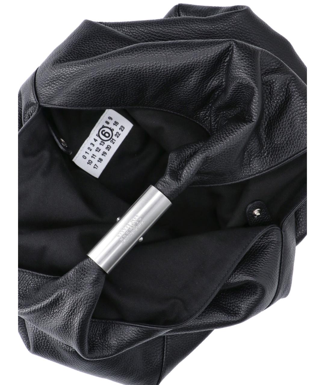 MM6 MAISON MARGIELA Черная кожаная сумка тоут, фото 4