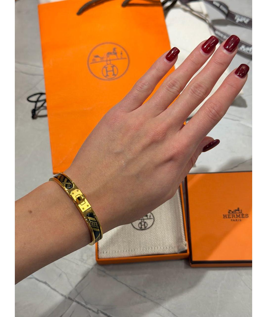 HERMES Черный браслет из желтого золота, фото 5