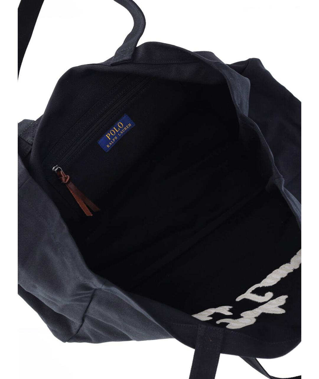 POLO RALPH LAUREN Черная хлопковая сумка тоут, фото 4