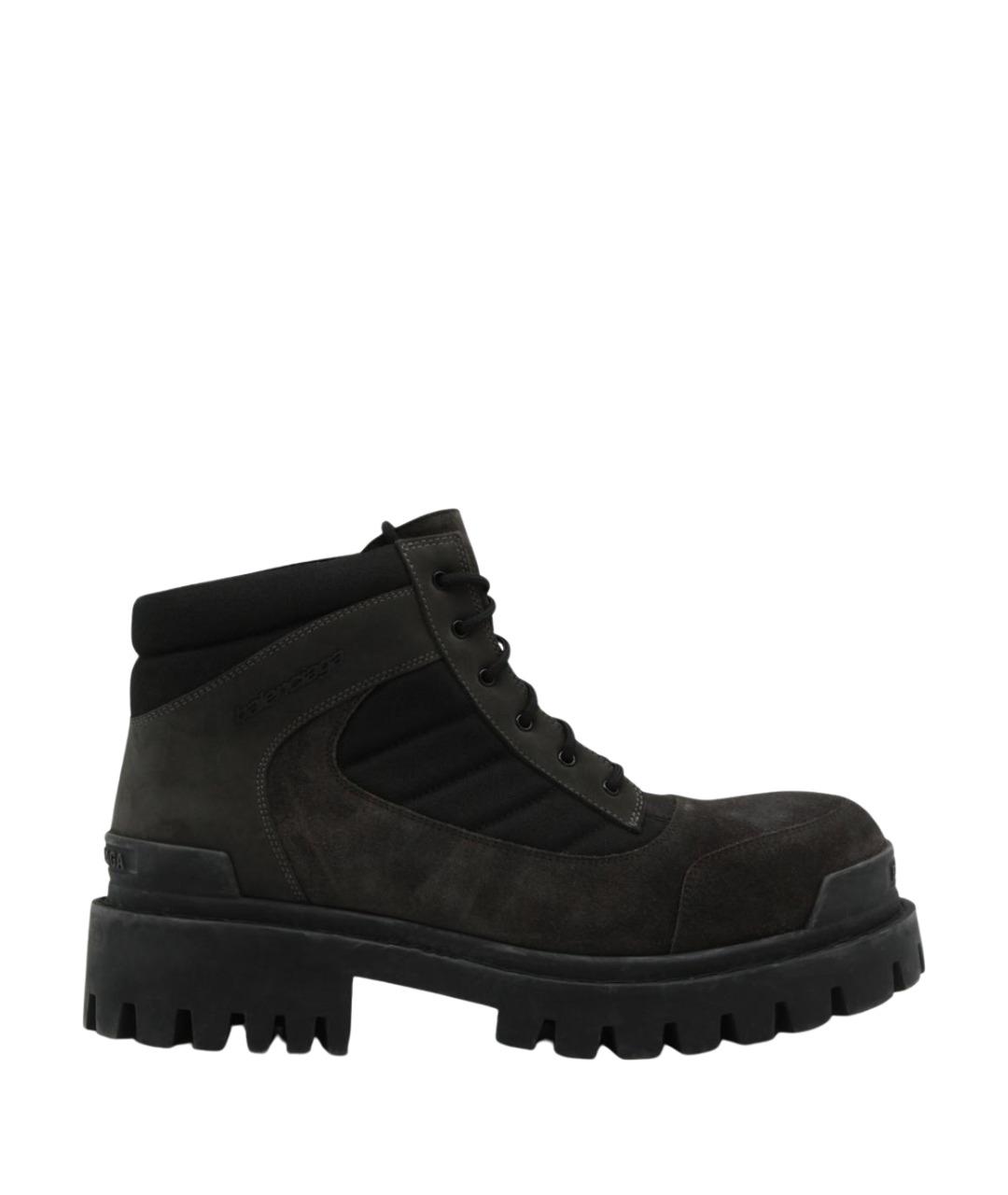 BALENCIAGA Антрацитовые текстильные высокие ботинки, фото 1