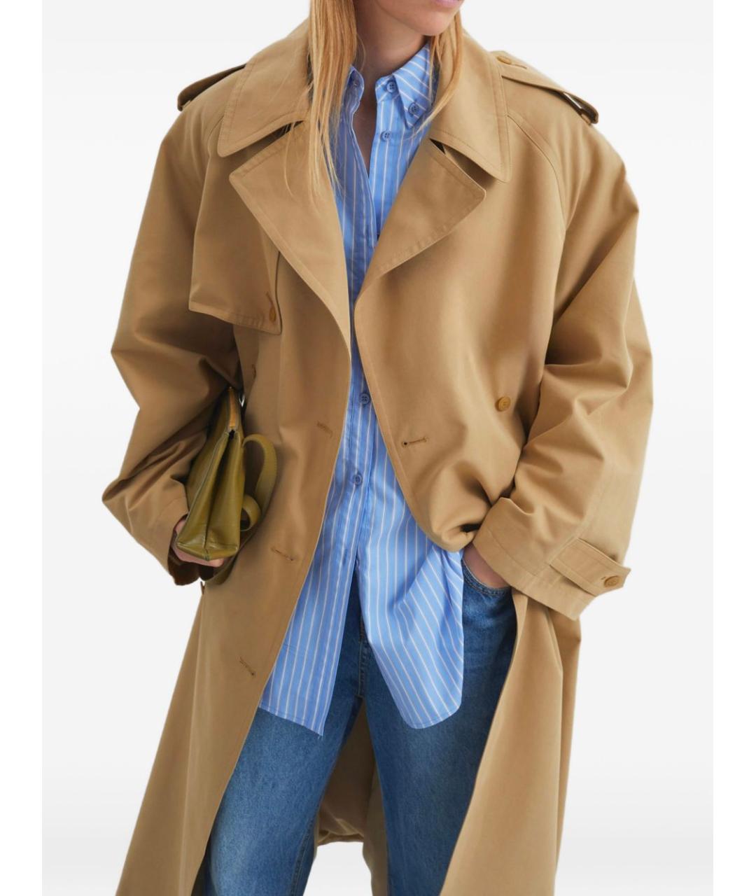 THE FRANKIE SHOP Коричневый хлопковый тренч/плащ, фото 3