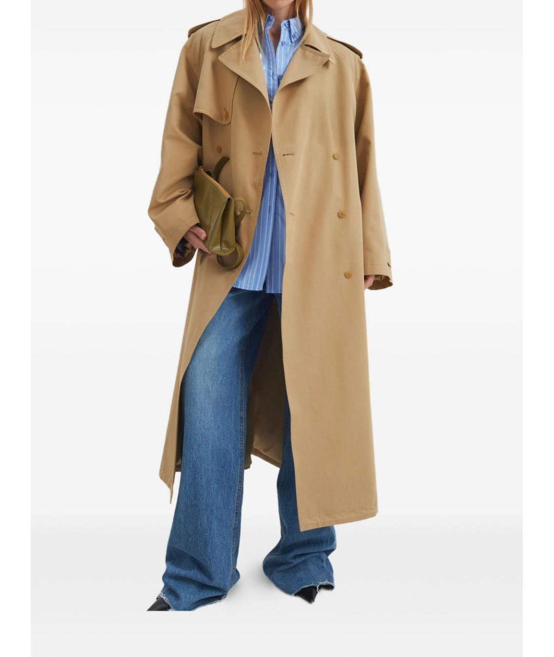 THE FRANKIE SHOP Коричневый хлопковый тренч/плащ, фото 2