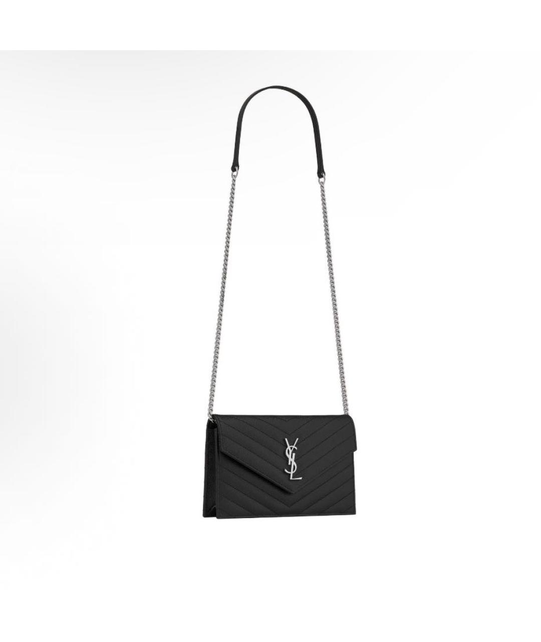 SAINT LAURENT Черная кожаная сумка через плечо, фото 2