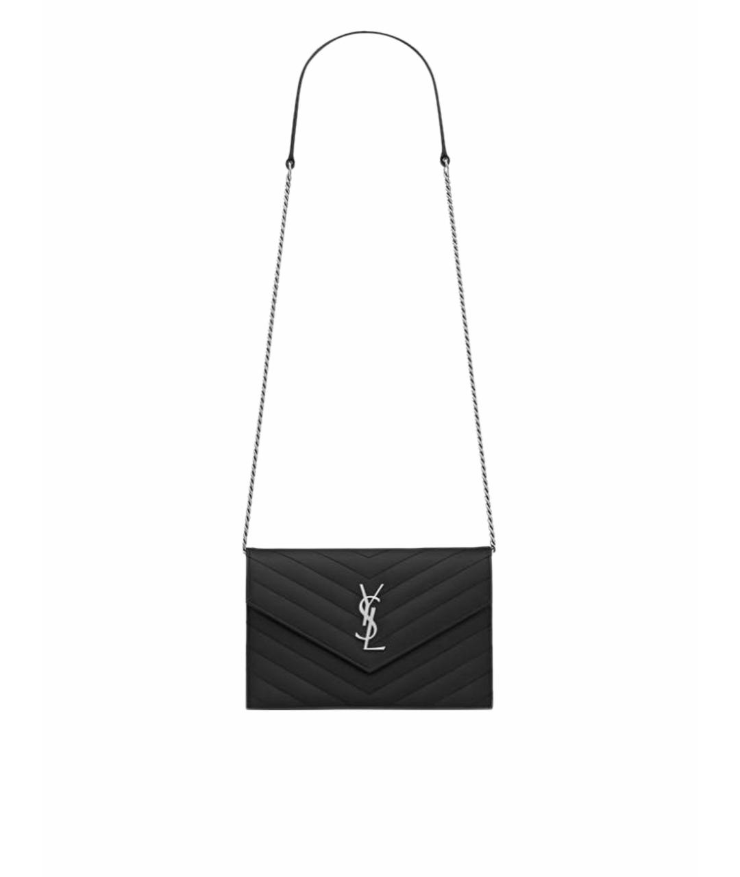 SAINT LAURENT Черная кожаная сумка через плечо, фото 1